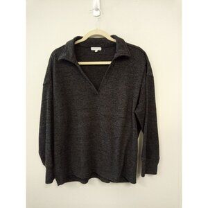 Women's Ultra Flirt Ribbed Grey V-Neck Top Size XL